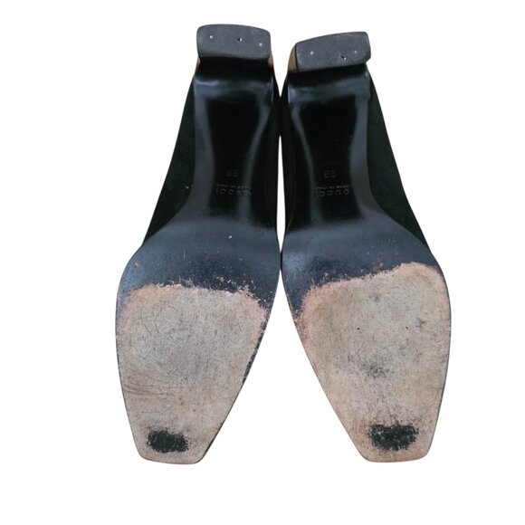 Vintage Gucci Suede Block Heel Pumps Black 9 - Picture 7 of 7